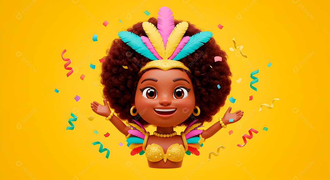 Emoji de carnaval em fundo amarelo