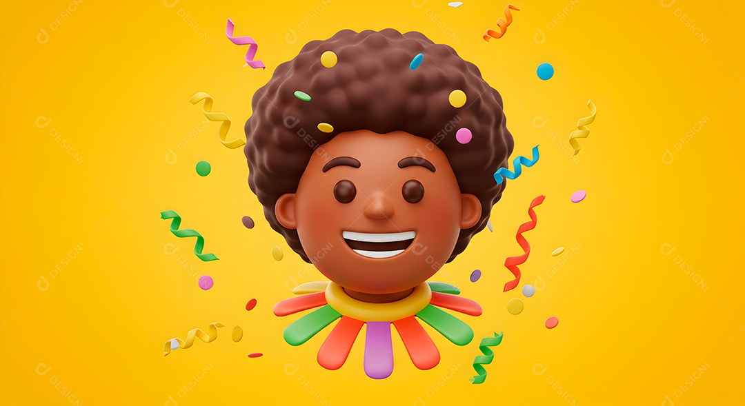 Emoji de carnaval em fundo amarelo