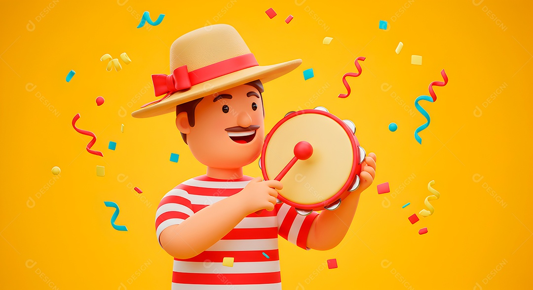 Emoji de carnaval em fundo amarelo