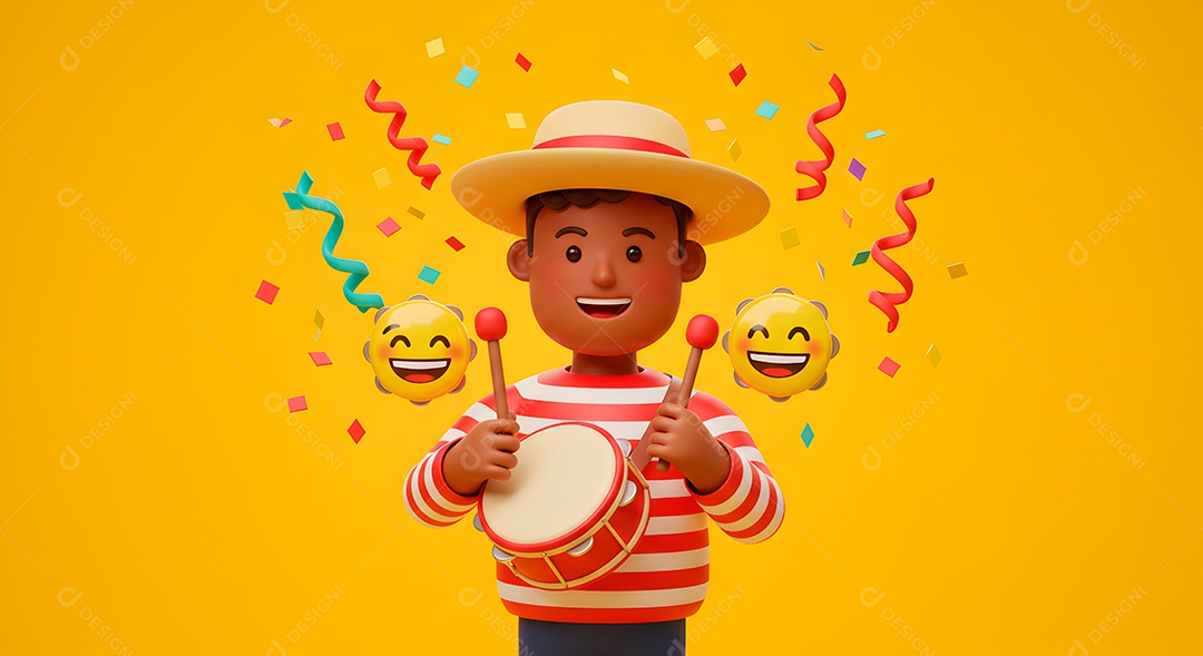 Emoji de carnaval em fundo amarelo