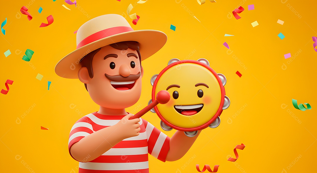 Emoji de carnaval em fundo amarelo