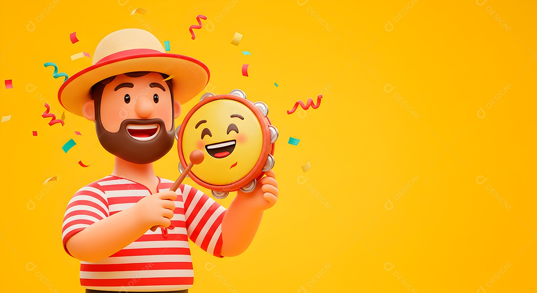 Emoji de carnaval em fundo amarelo