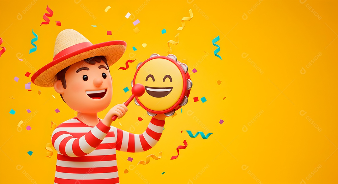 Emoji de carnaval em fundo amarelo