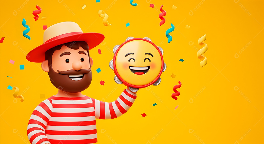 Emoji de carnaval em fundo amarelo