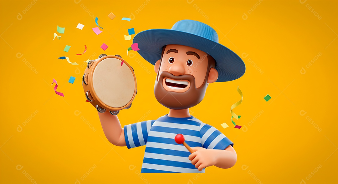 Emoji de carnaval em fundo amarelo