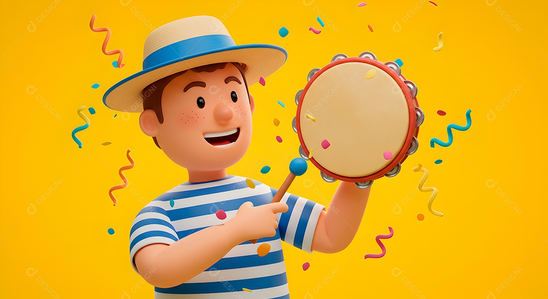 Emoji de carnaval em fundo amarelo