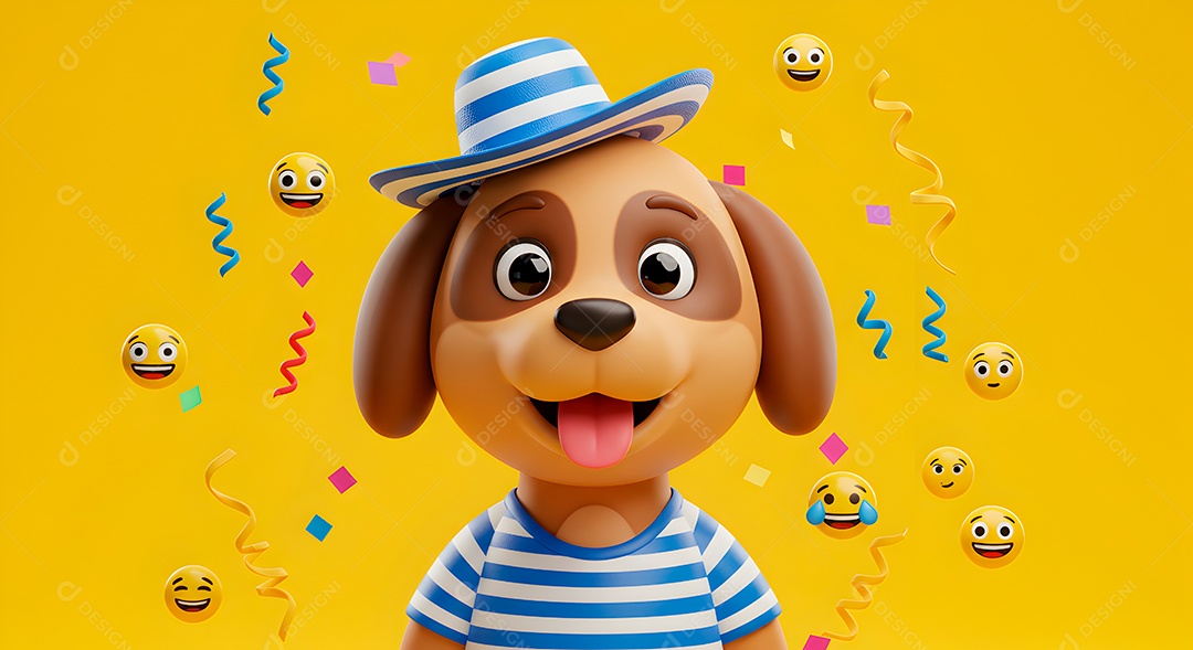 Emoji de carnaval em fundo amarelo