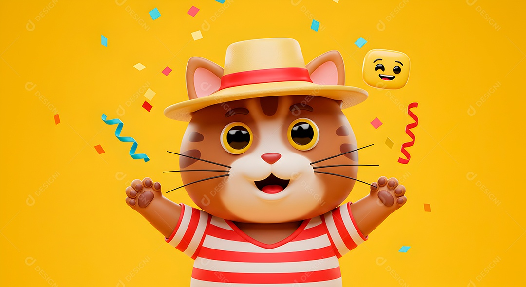 Emoji de carnaval em fundo amarelo