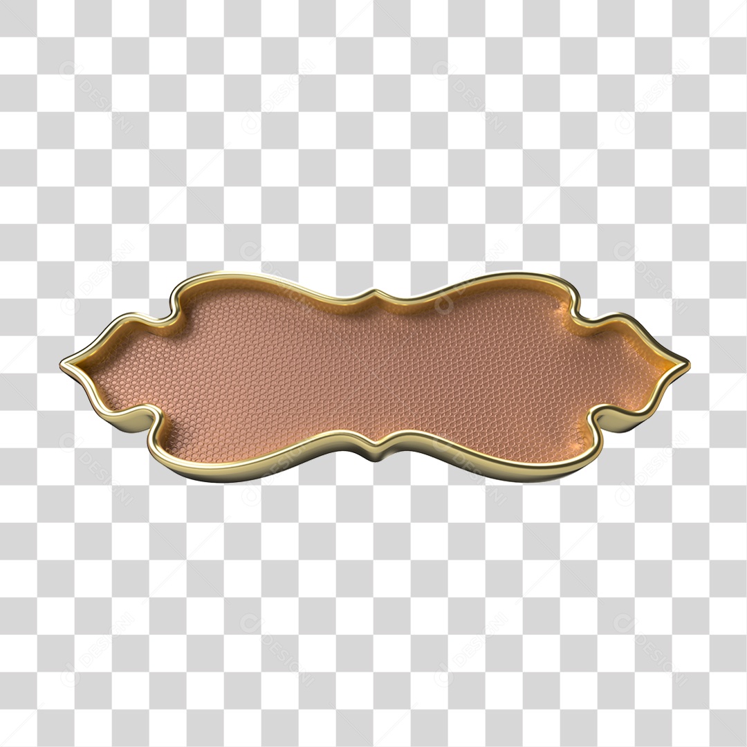 Elemento 3D Banner Ornamentado Placa PNG Transparente