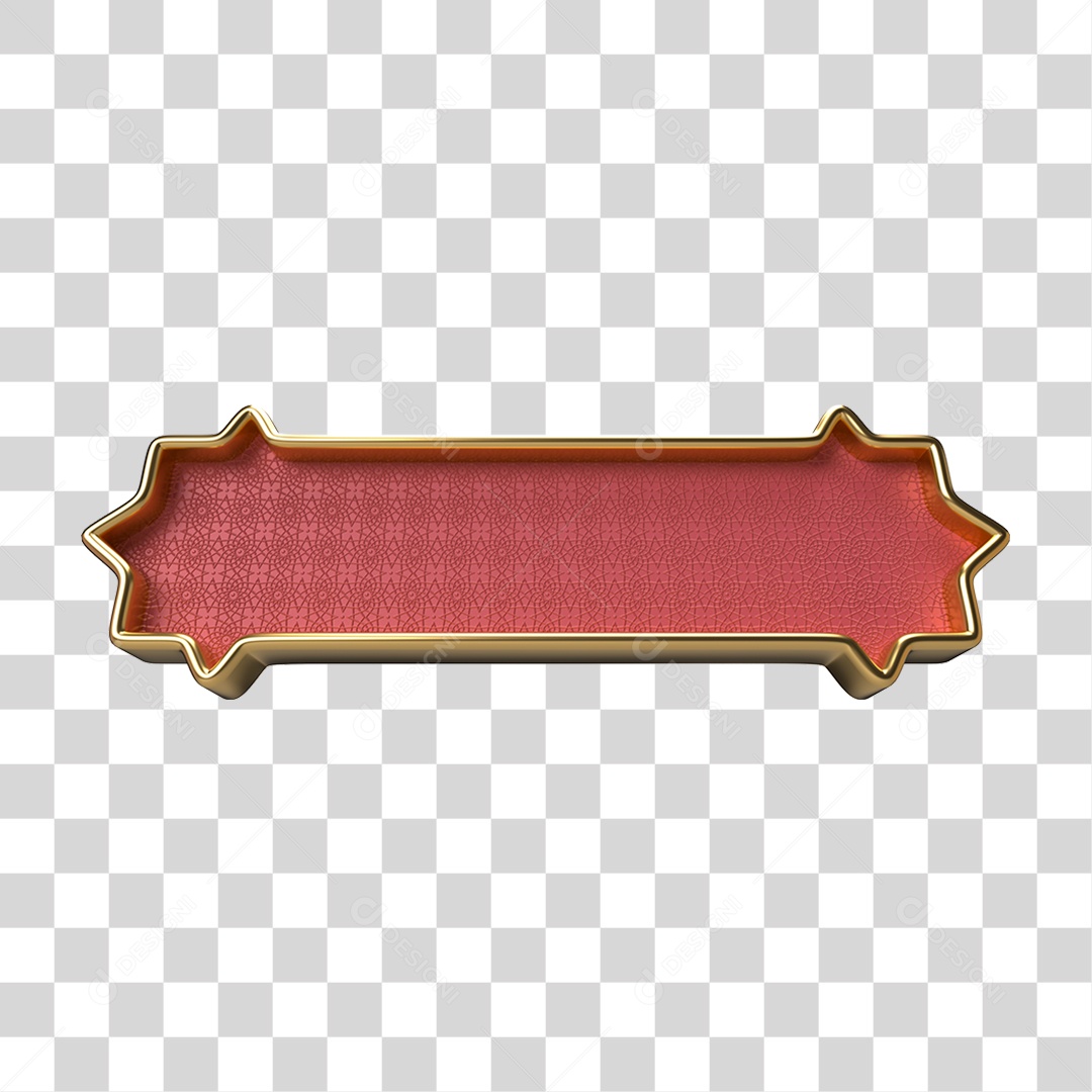 Elemento 3D Banner Ornamentado Placa PNG Transparente