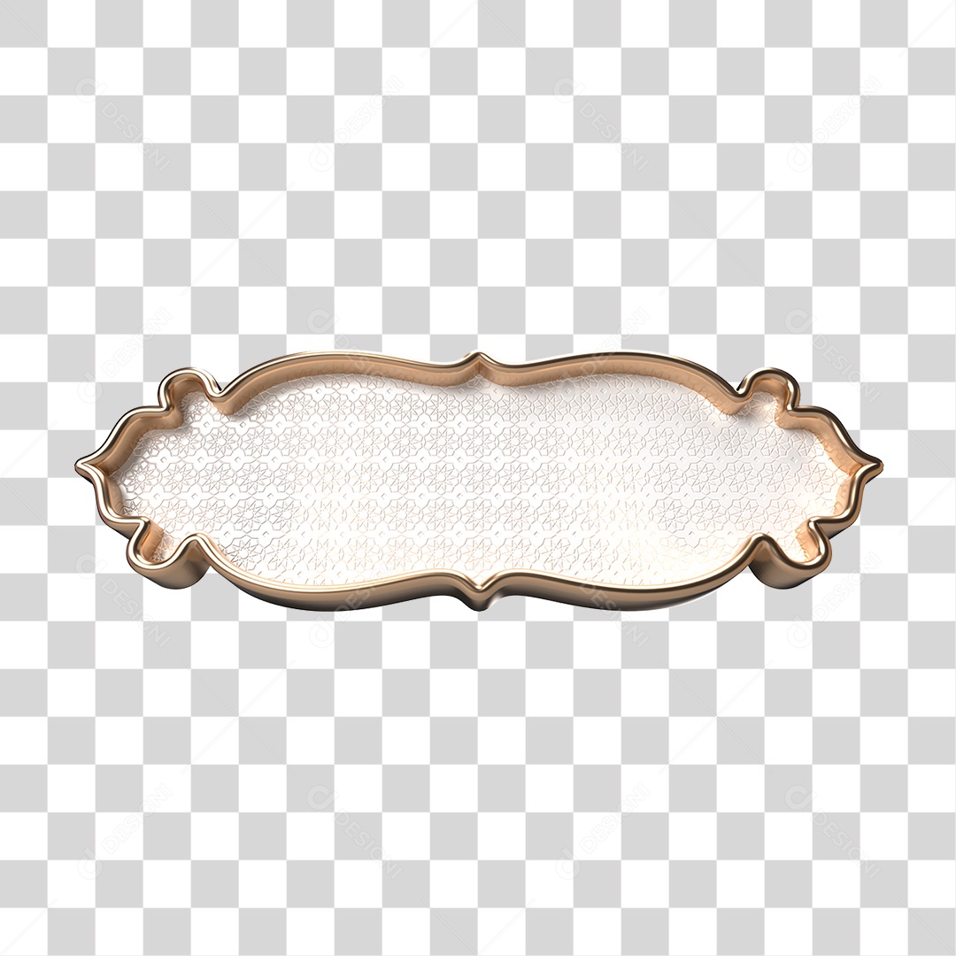 Elemento 3D Banner Ornamentado Placa PNG Transparente