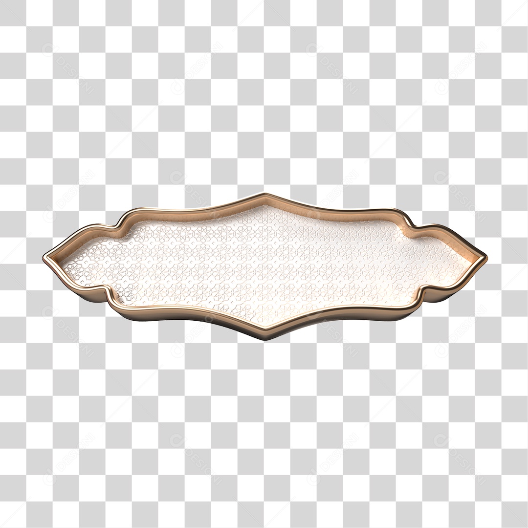 Elemento 3D Banner Ornamentado Placa PNG Transparente
