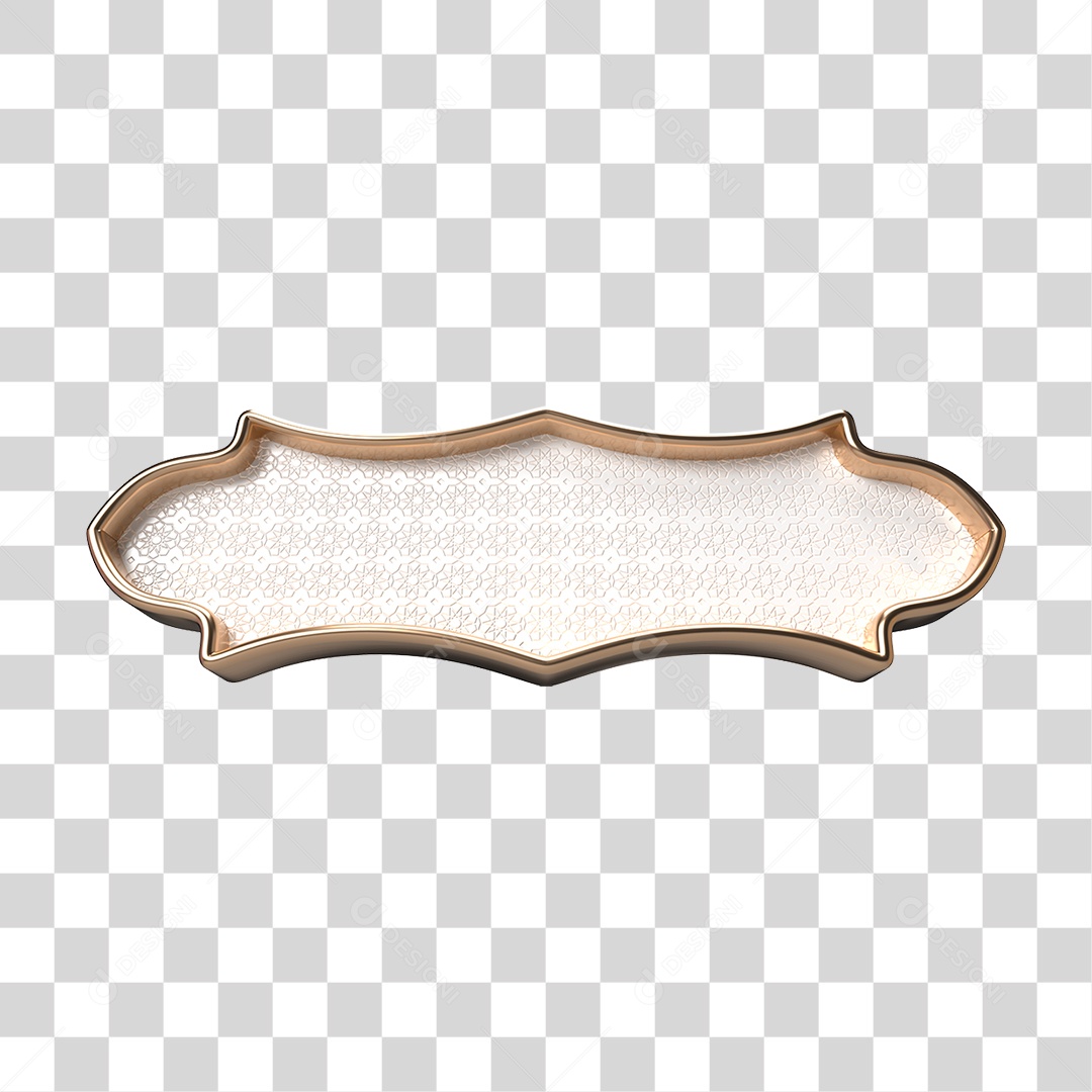 Elemento 3D Banner Ornamentado Placa PNG Transparente