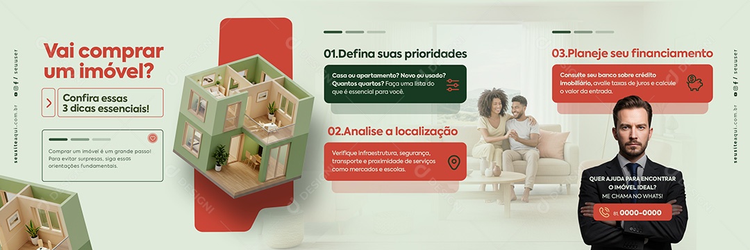 Imobiliária Vai Comprar um Imóvel Social Media PSD Editável