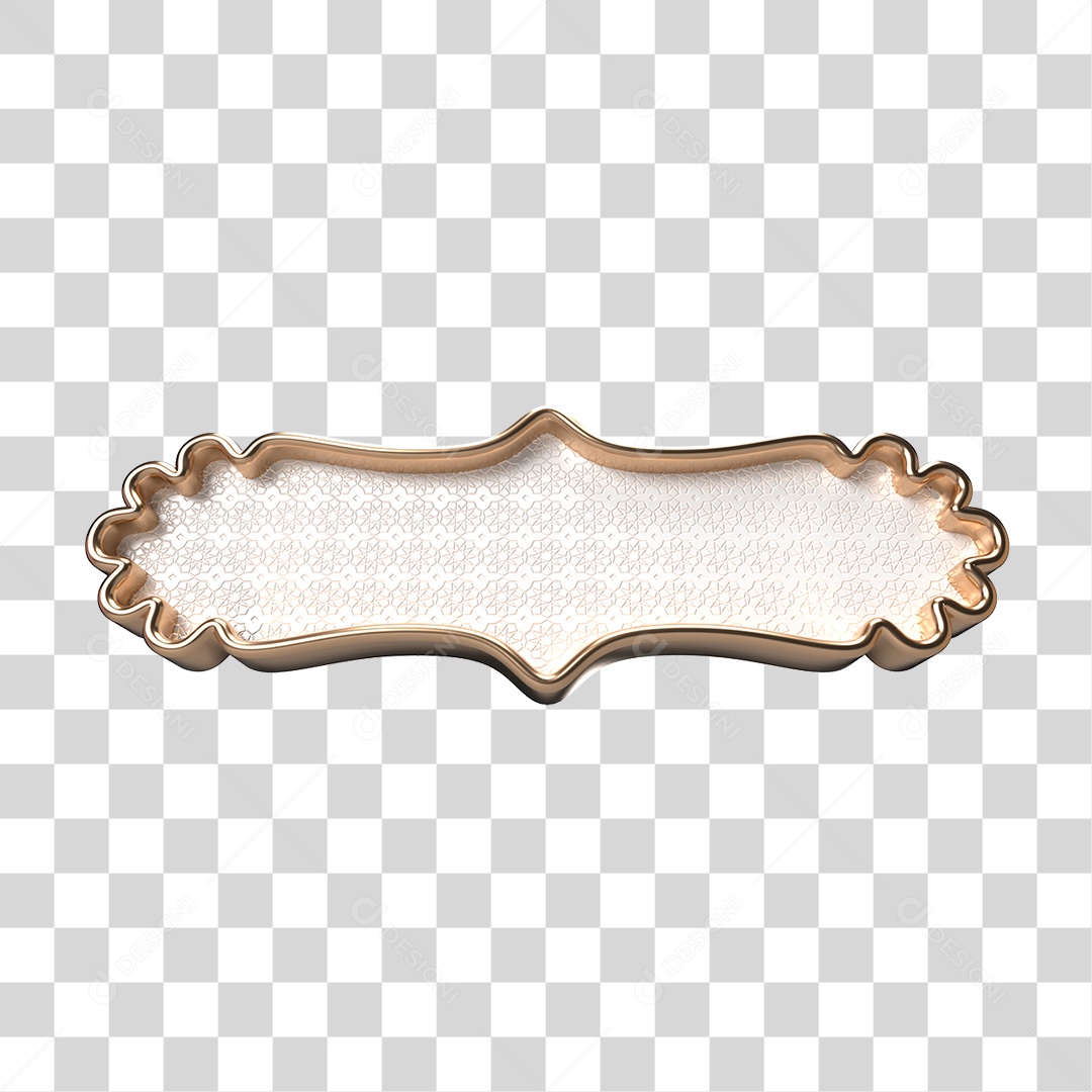 Elemento 3D Banner Ornamentado Placa PNG Transparente