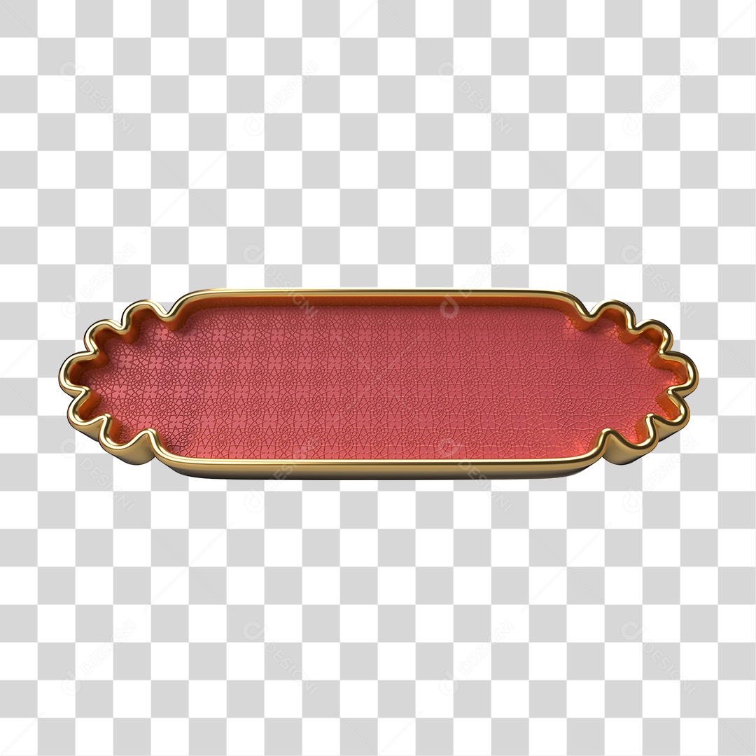 Elemento 3D Banner Ornamentado Placa PNG Transparente