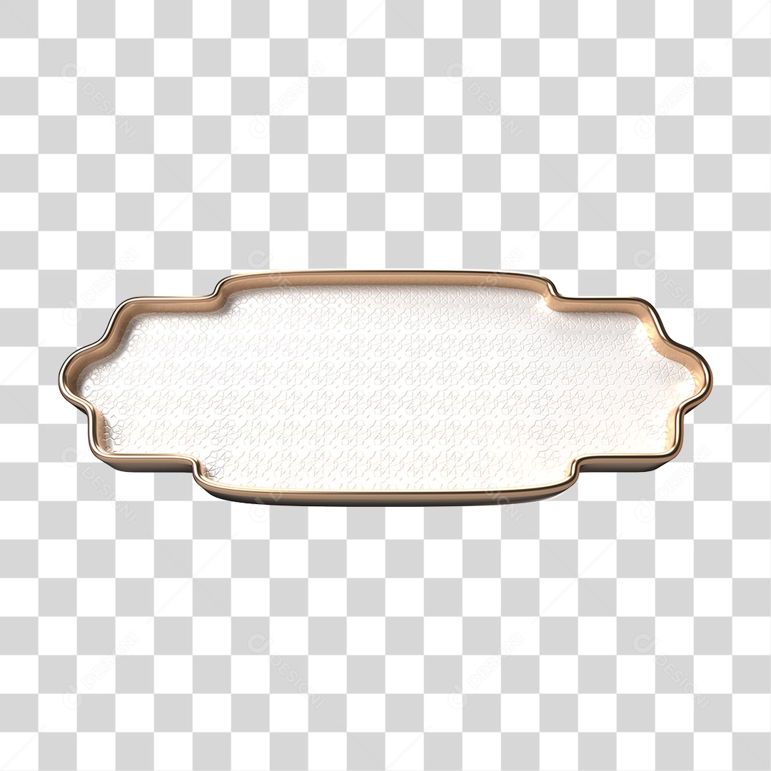 Elemento 3D Banner Ornamentado Placa PNG Transparente