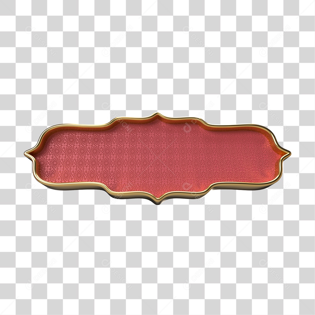 Elemento 3D Banner Ornamentado Placa PNG Transparente