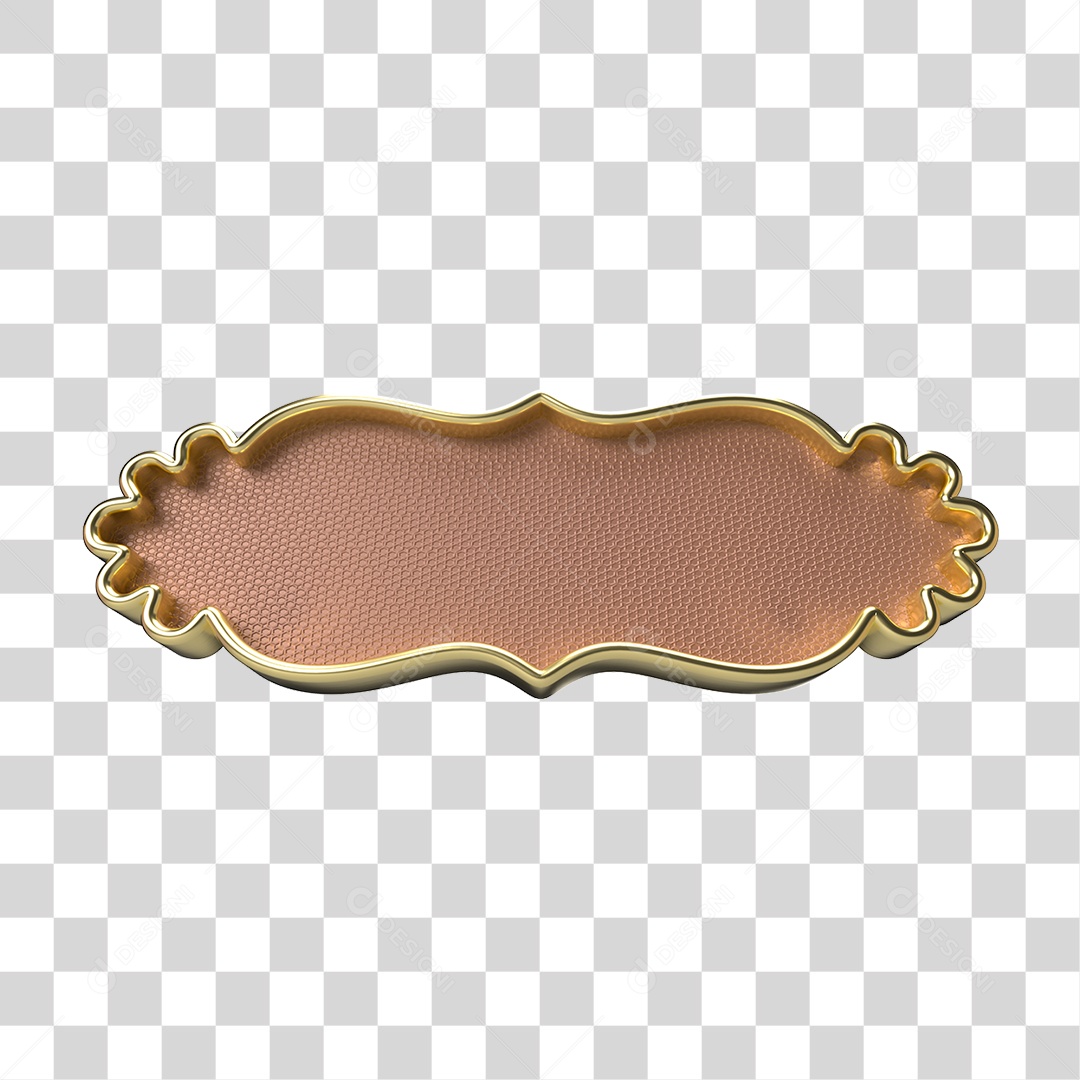 Elemento 3D Banner Ornamentado Placa PNG Transparente