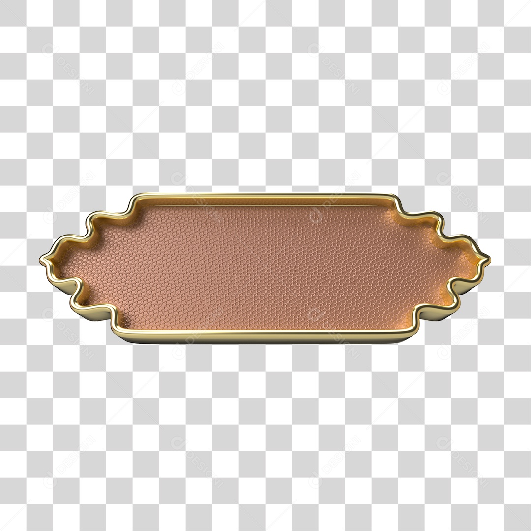 Elemento 3D Banner Ornamentado Placa PNG Transparente