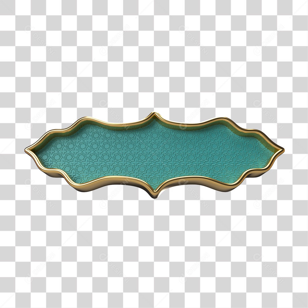 Elemento 3D Banner Ornamentado Placa PNG Transparente