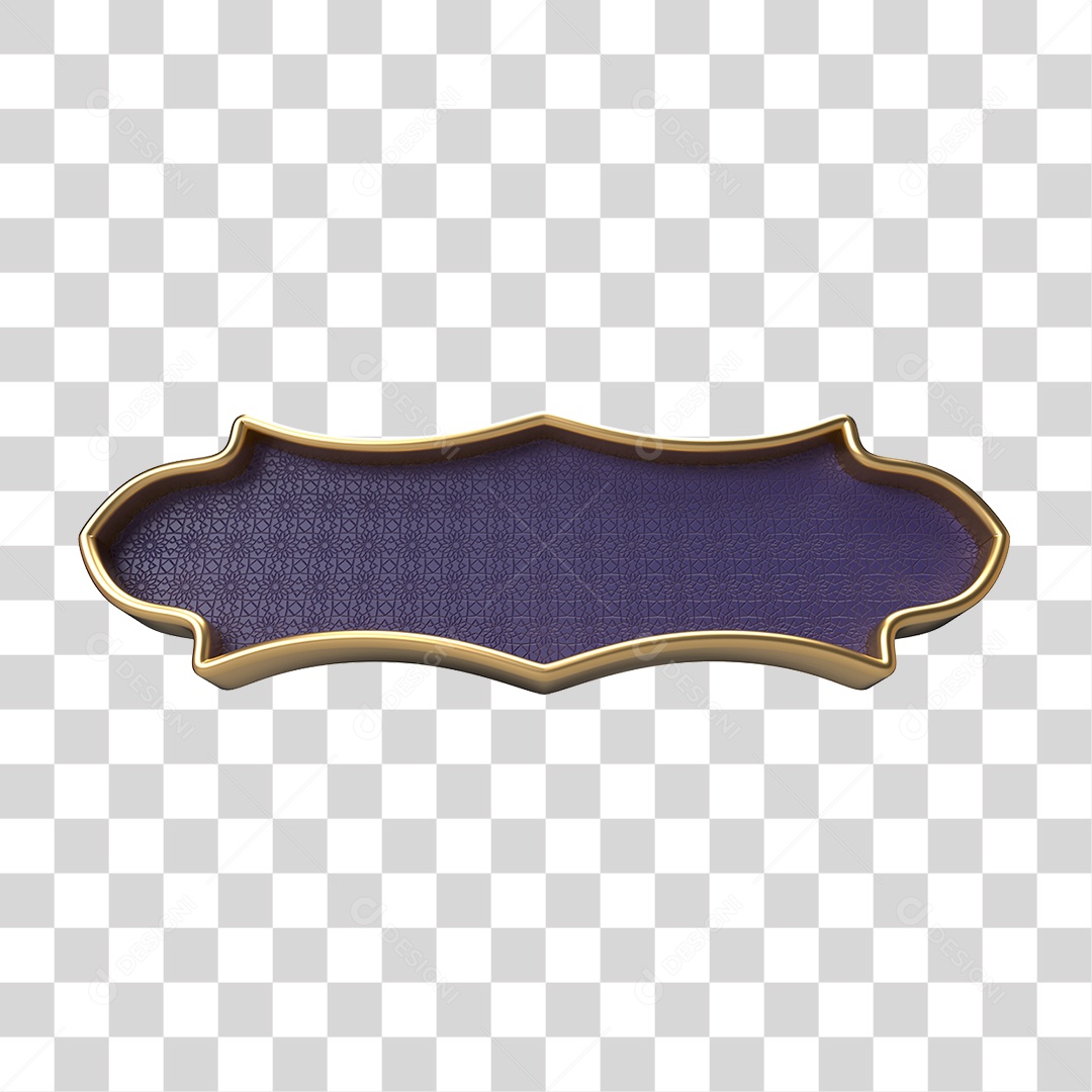 Elemento 3D Banner Ornamentado Placa PNG Transparente