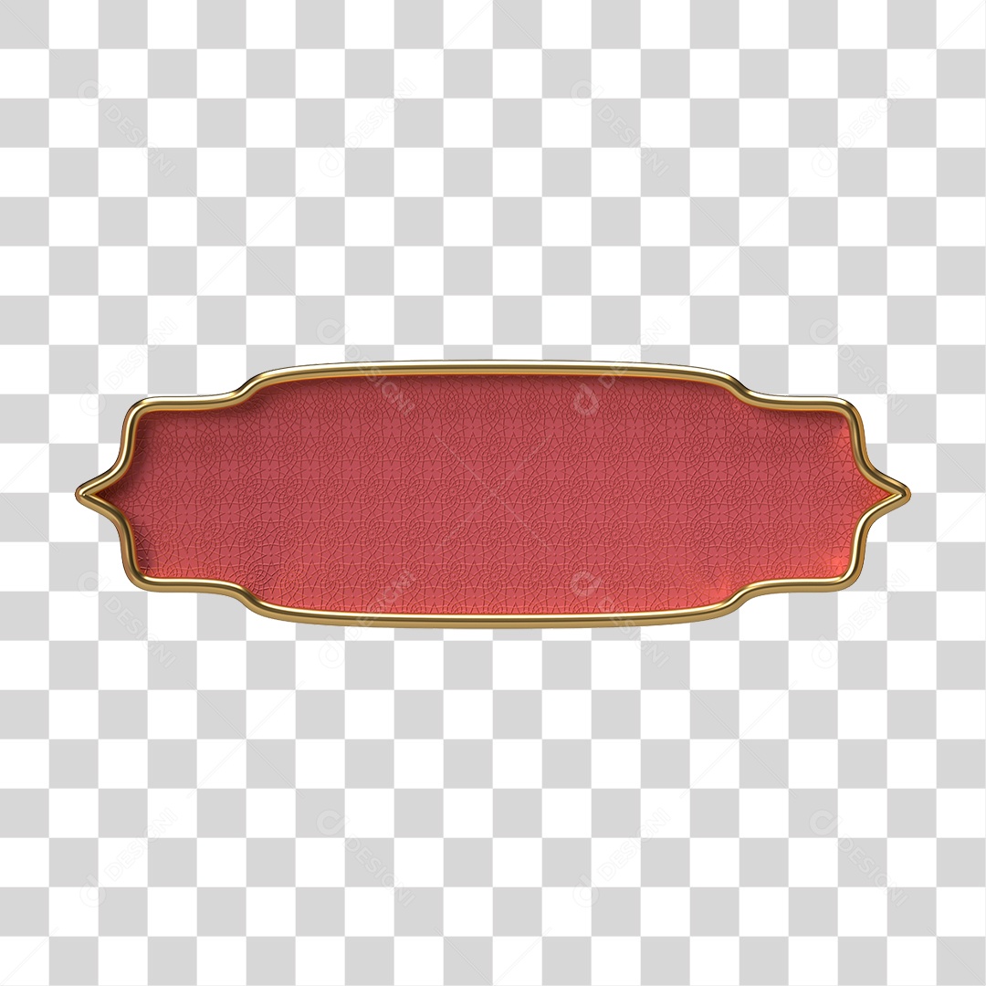 Elemento 3D Banner Ornamentado Placa PNG Transparente