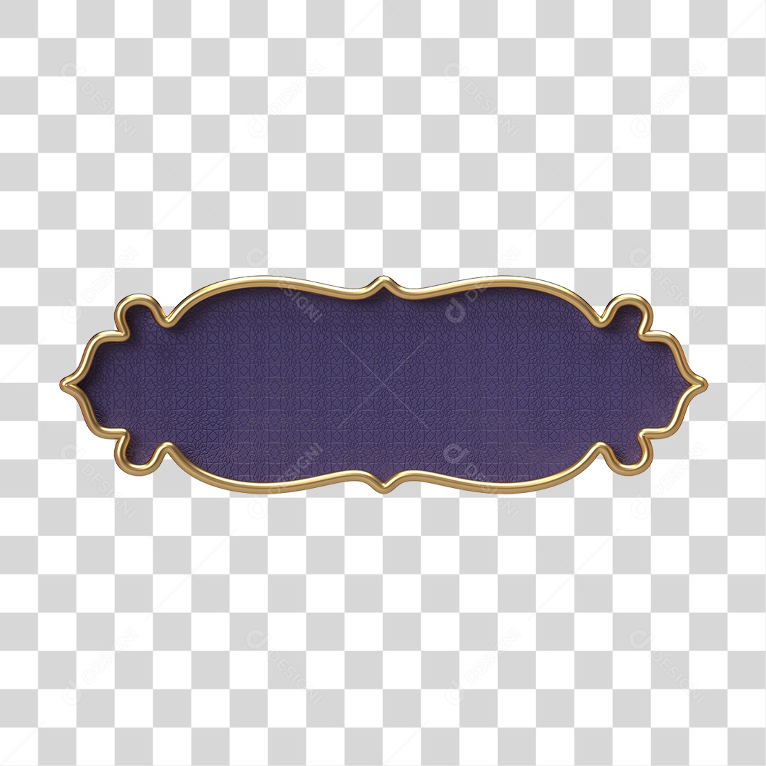 Elemento 3D Banner Ornamentado Placa PNG Transparente