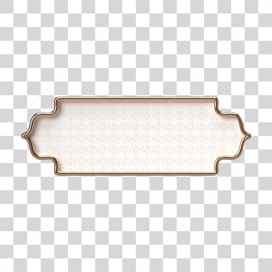 Elemento 3D Banner Ornamentado Placa PNG Transparente