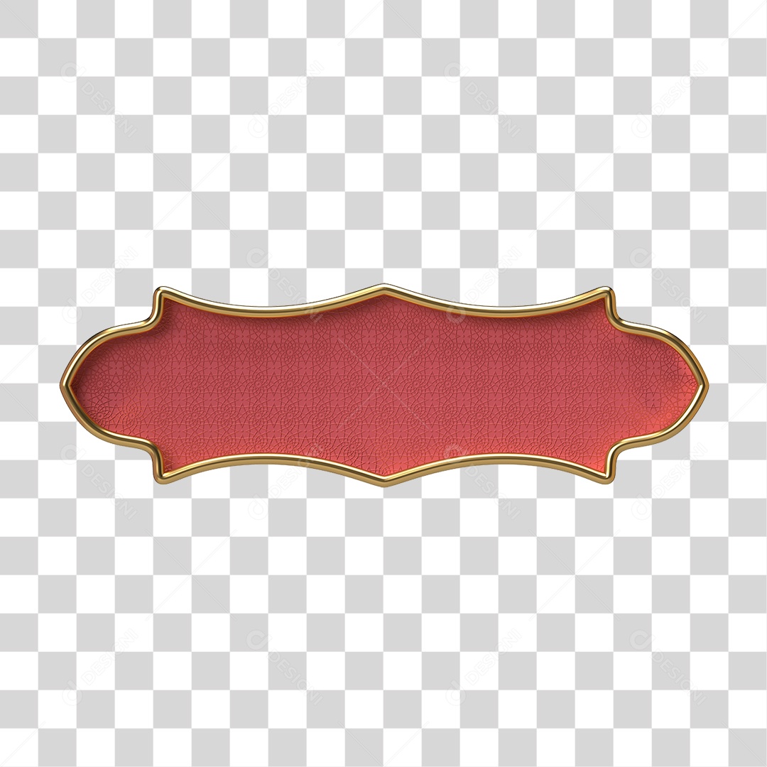 Elemento 3D Banner Ornamentado Placa PNG Transparente