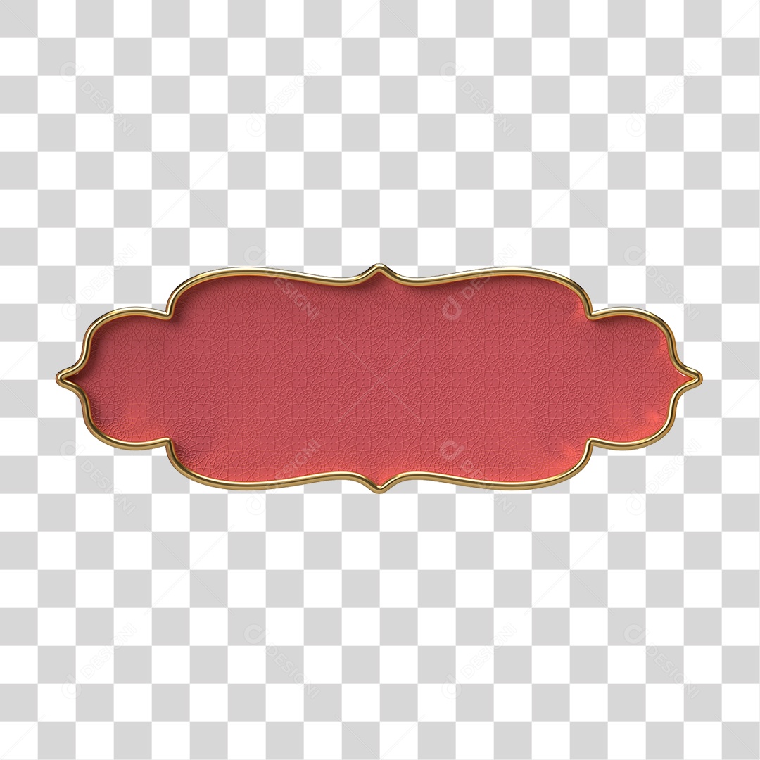 Elemento 3D Banner Ornamentado Placa PNG Transparente