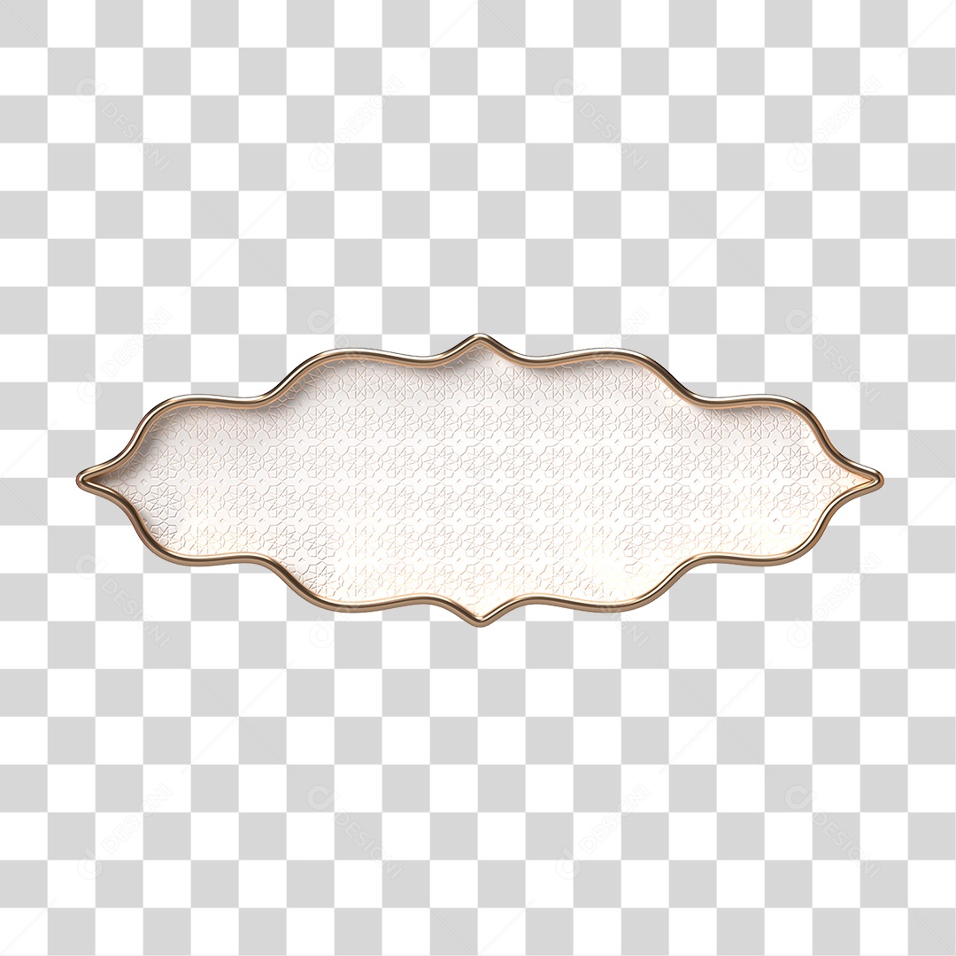 Elemento 3D Banner Ornamentado Placa PNG Transparente