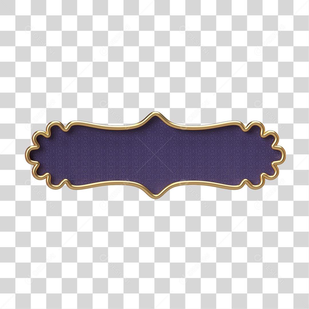 Elemento 3D Banner Ornamentado Placa PNG Transparente