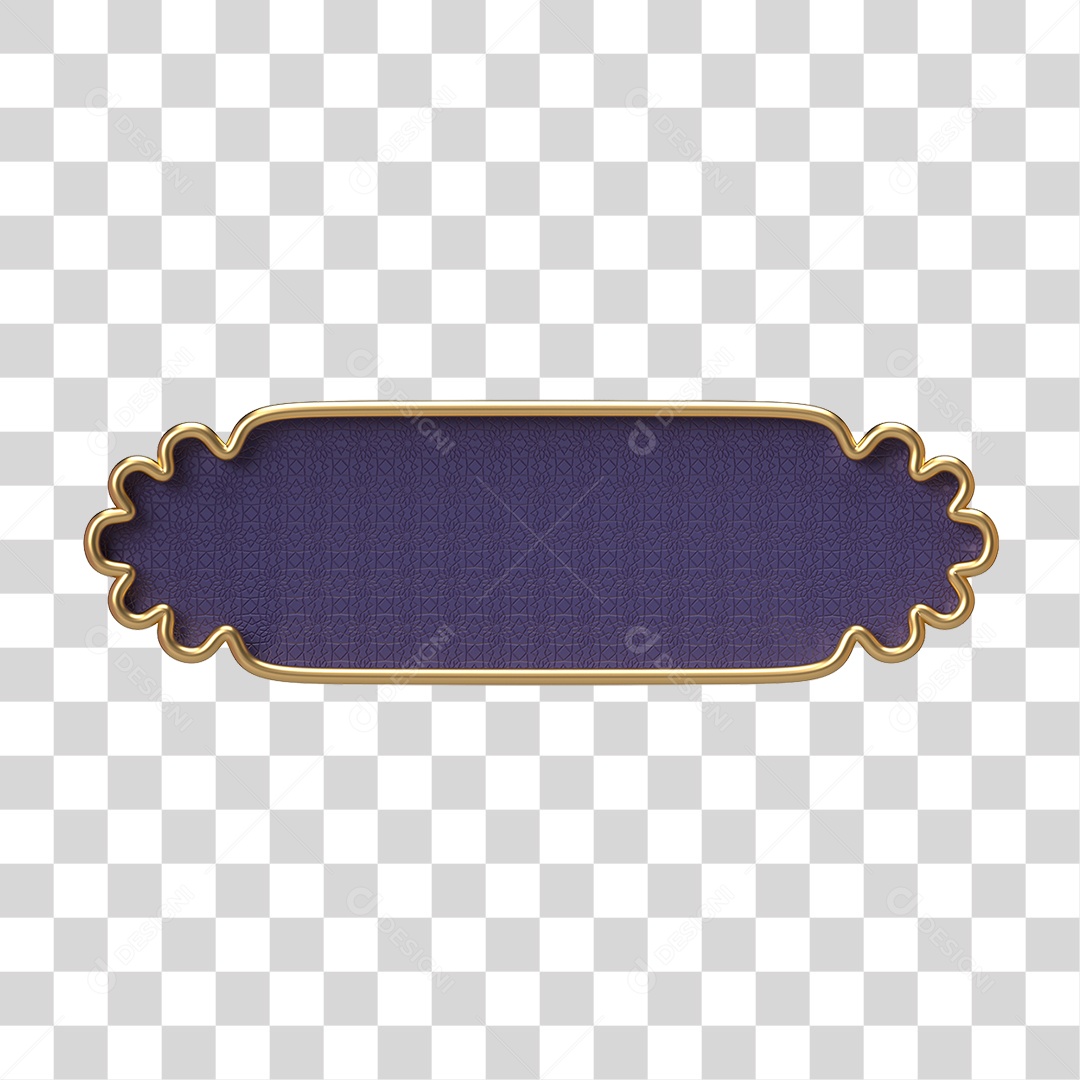 Elemento 3D Banner Ornamentado Placa PNG Transparente