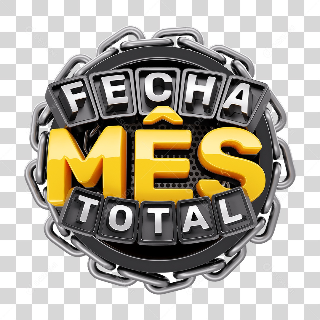 Selo 3D Fecha Mês Total PNG Transparente