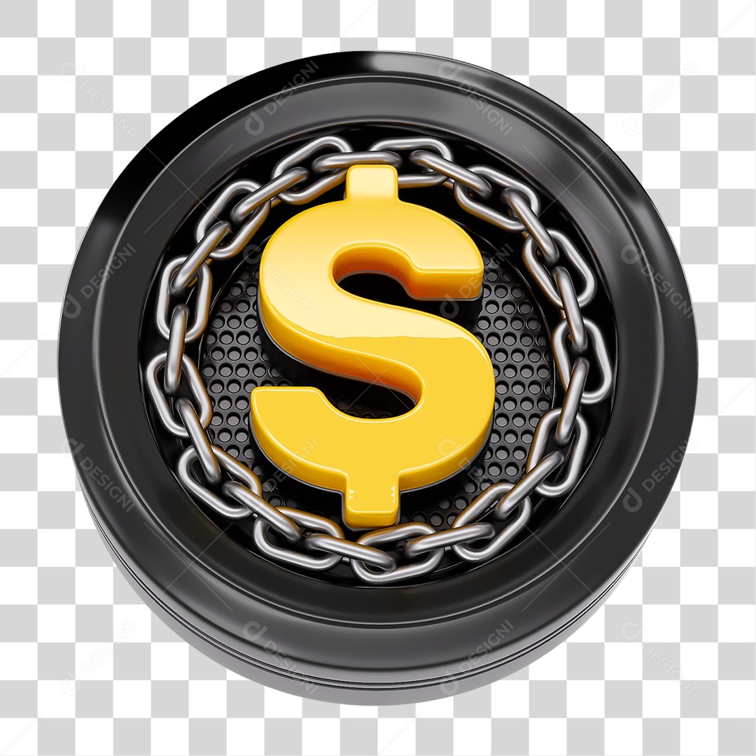 Ícone 3D Cifrão Símbolo PNG Transparente