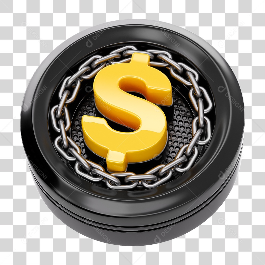 Ícone 3D Cifrão Símbolo PNG Transparente