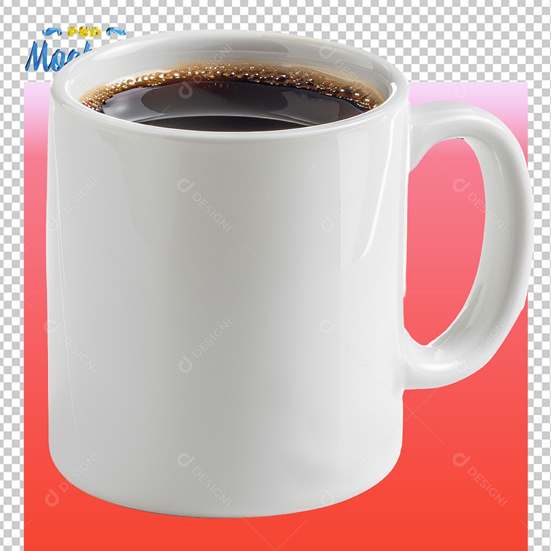 Mockup de Caneca Branca Com Café PSD Editável