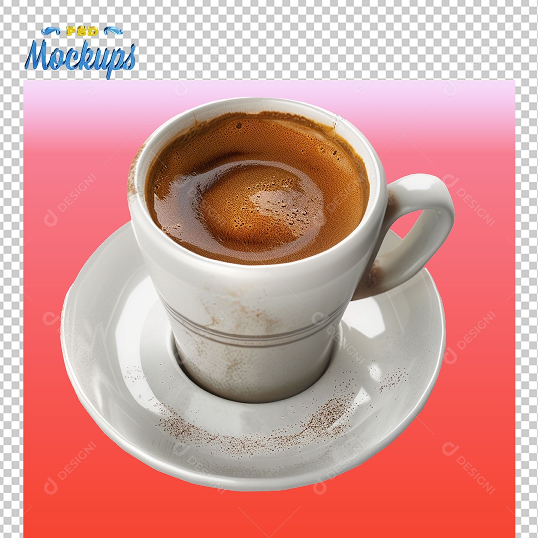 Mockup de Caneca Branca Com Café PSD Editável