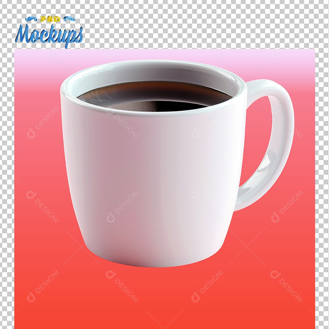 Mockup de Caneca Branca Com Café PSD Editável