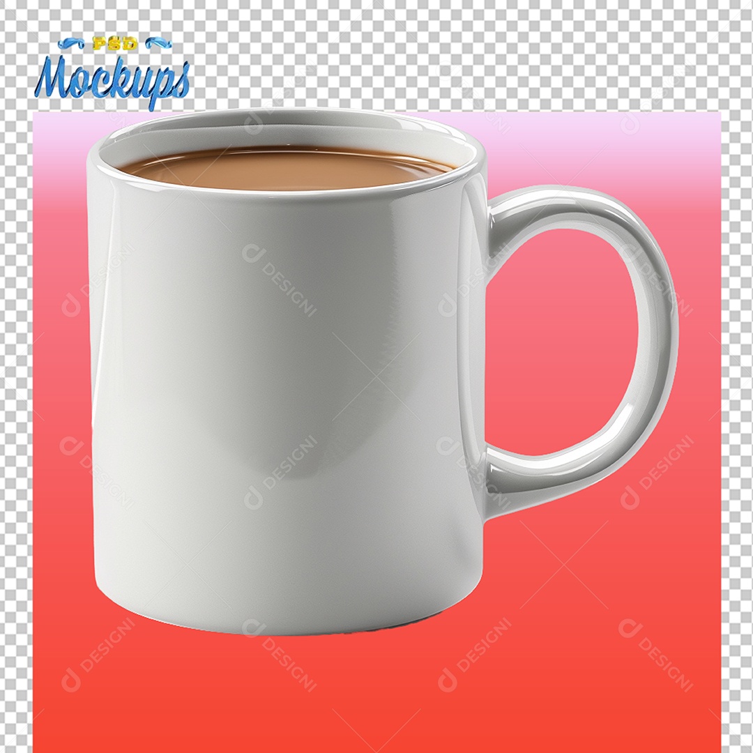 Mockup de Caneca Branca Com Bebida PSD Editável