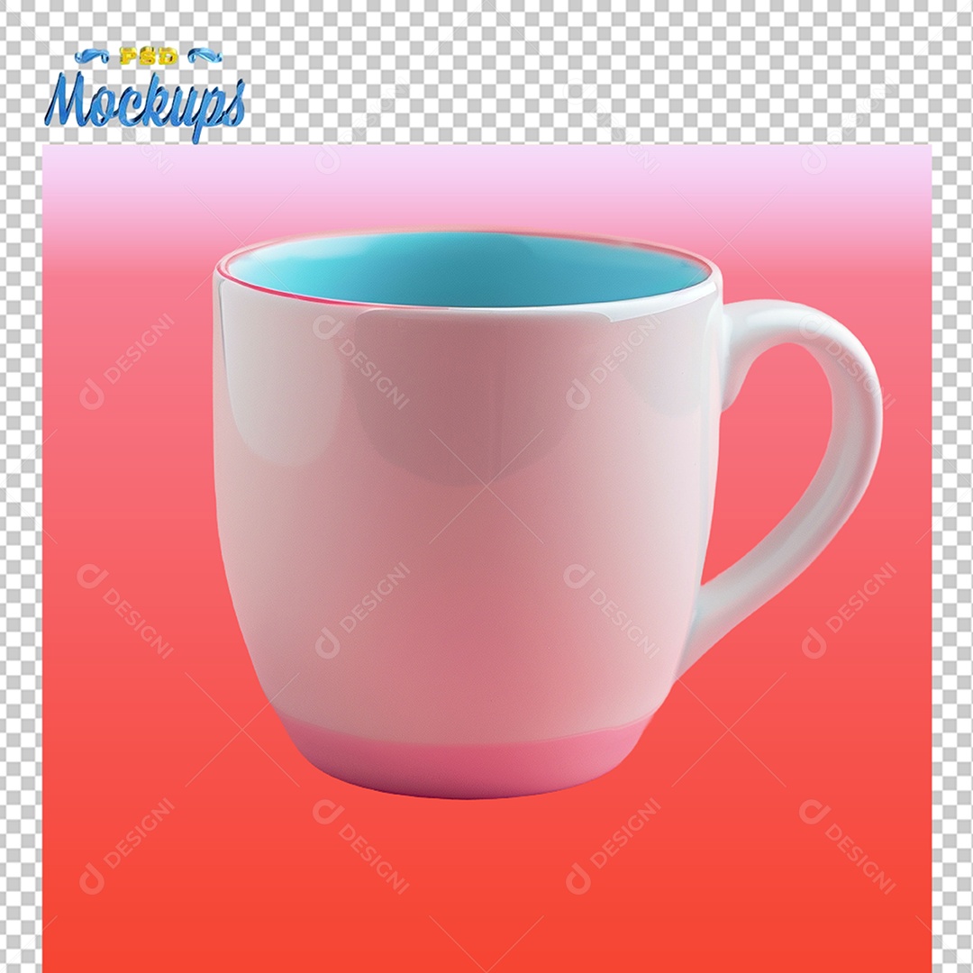 Mockup de Caneca Rosa PSD Editável