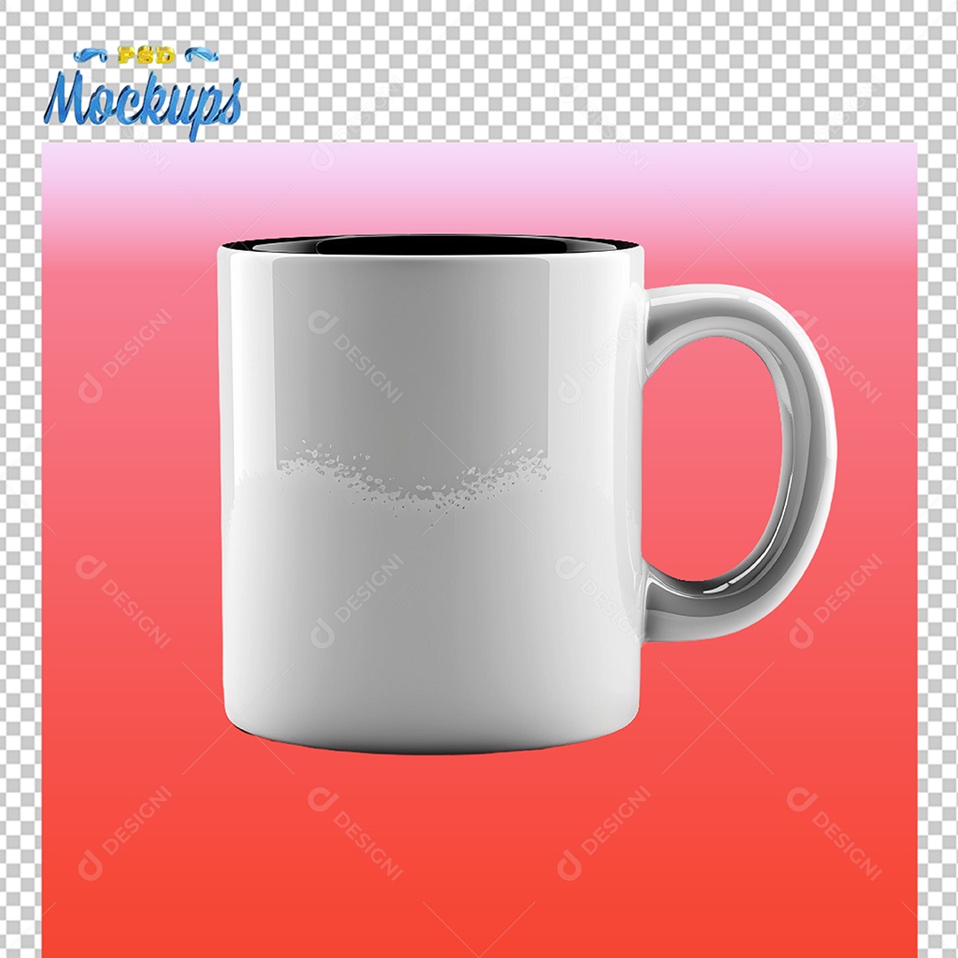 Mockup de Caneca Com Café Branca PSD Editável