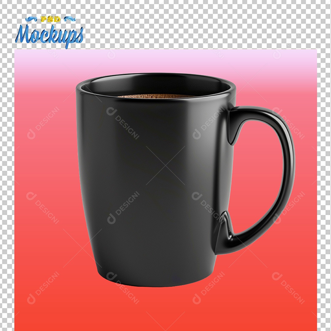 Mockup de Caneca Preta PSD Editável