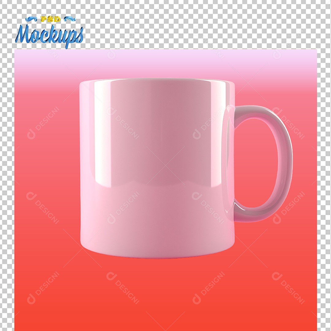 Mockup de Caneca Rosa PSD Editável