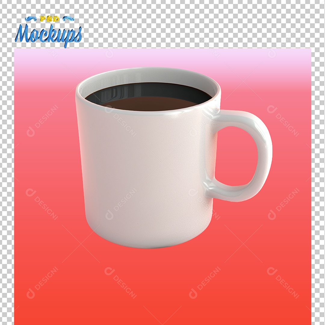 Mockup de Caneca Branca Com Café PSD Editável