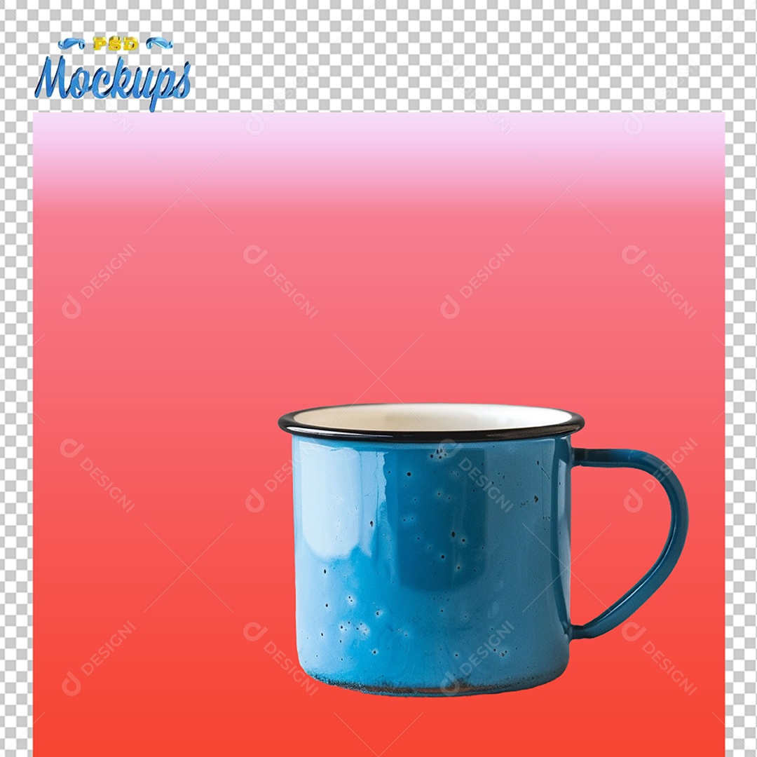 Mockup de Caneca Azul PSD Editável