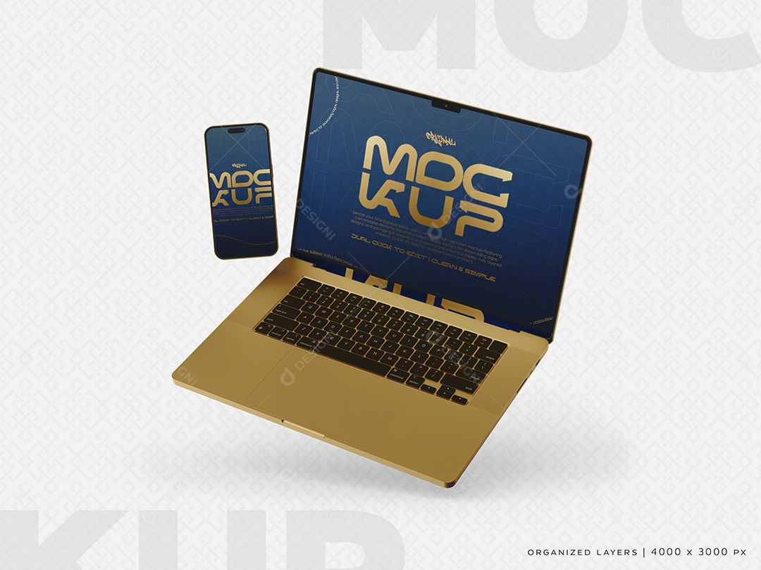 Mockup de Laptop e Smartphone PSD Editável