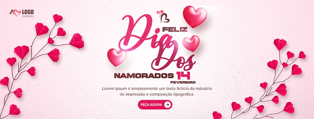 Feliz Dia dos Namorados 14 de Fevereiro Social Media PSD Editável