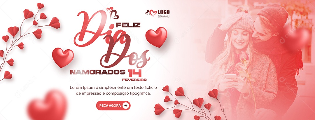 Feliz Dia dos Namorados 14 de Fevereiro Social Media PSD Editável